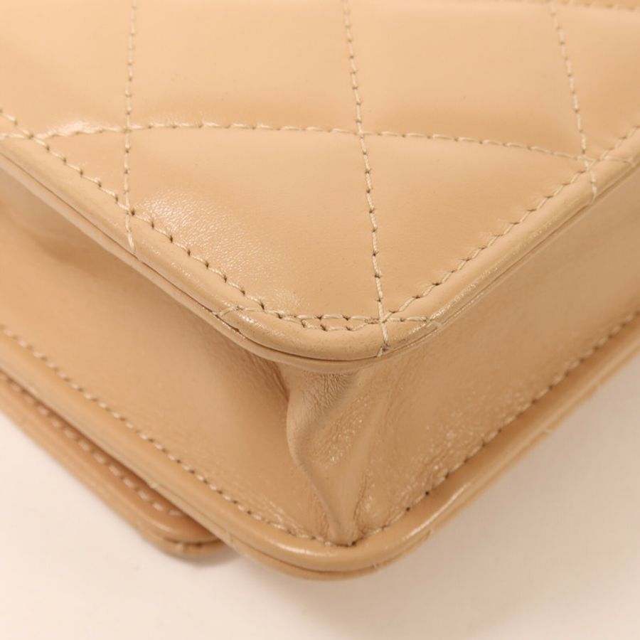 CHANEL 牛皮皮革WOC Wallet On Chain鏈帶肩背袋-13