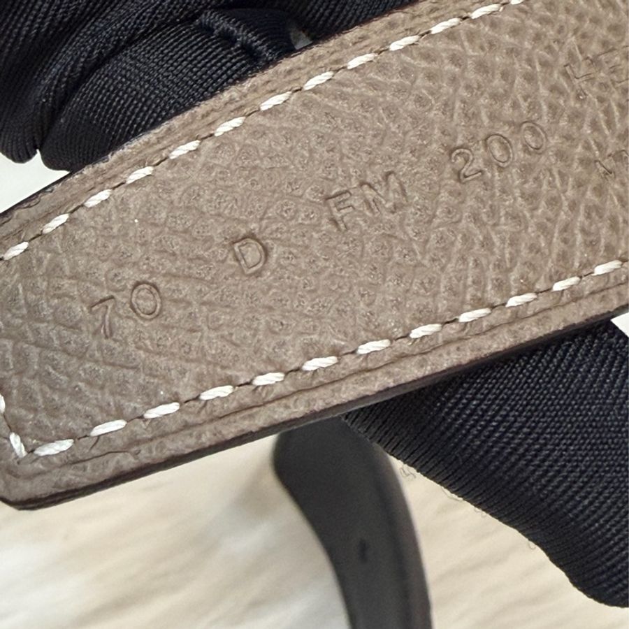 HERMES H LOGO 字母 玫瑰金釦 黑色大象灰色 雙面 牛皮 皮帶 腰帶-6