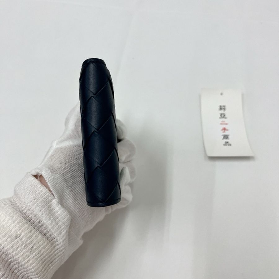 莉亞精品♡ BV 中編織 藍綠拼色對開短夾 二手美包-3
