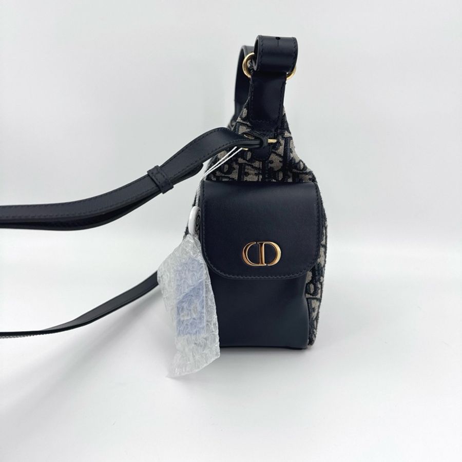 DIOR/迪奧 老花單肩包手提包斜挎包 中號 藍色 金扣-2