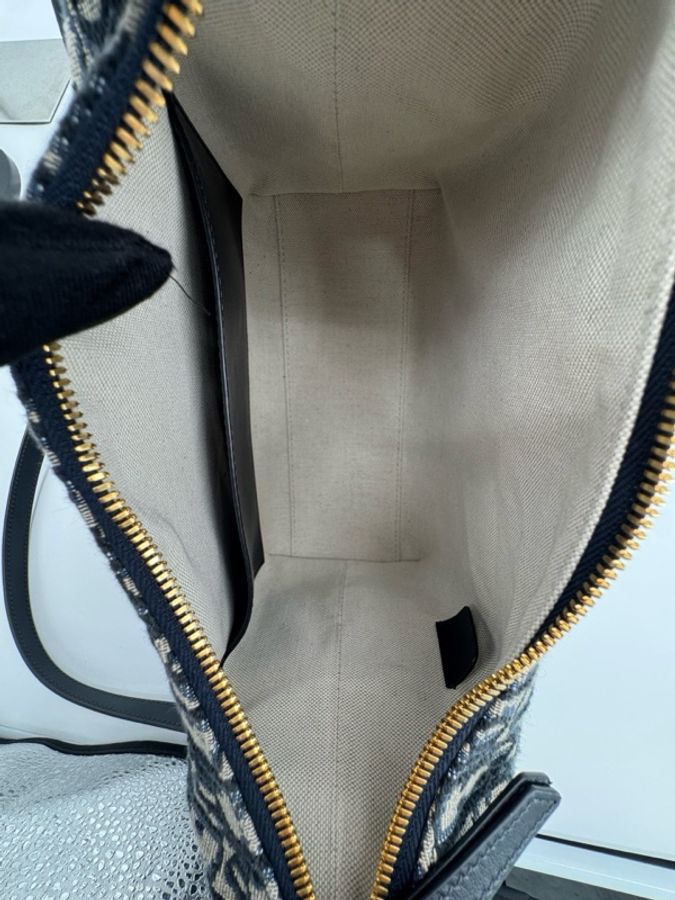DIOR/迪奧 老花單肩包手提包斜挎包 中號 藍色 金扣-8