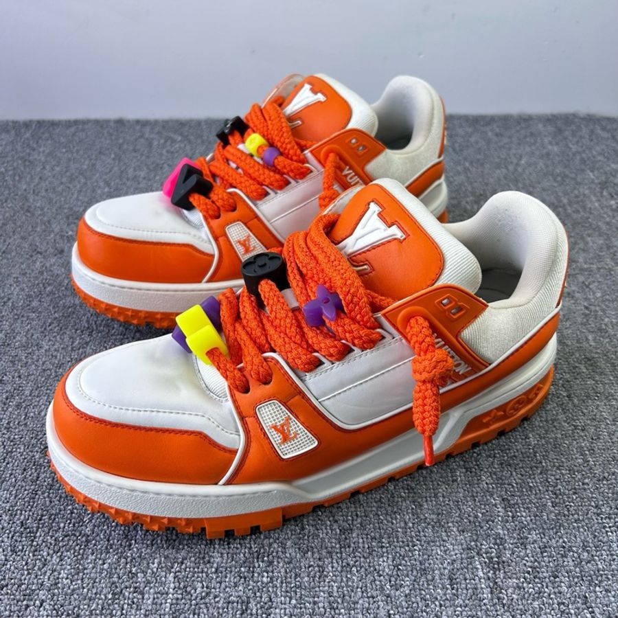 Louis Vuitton 路易威登 LV 白橙胖丁 Trainer Maxi休閒鞋 44碼-0