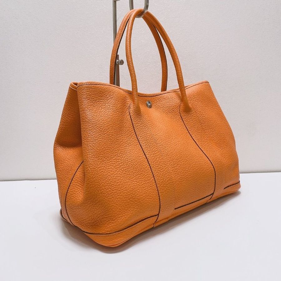 Hermes 橘色花園36手提包 negonda皮 銀扣 36*17*26 98新配件塵袋-4