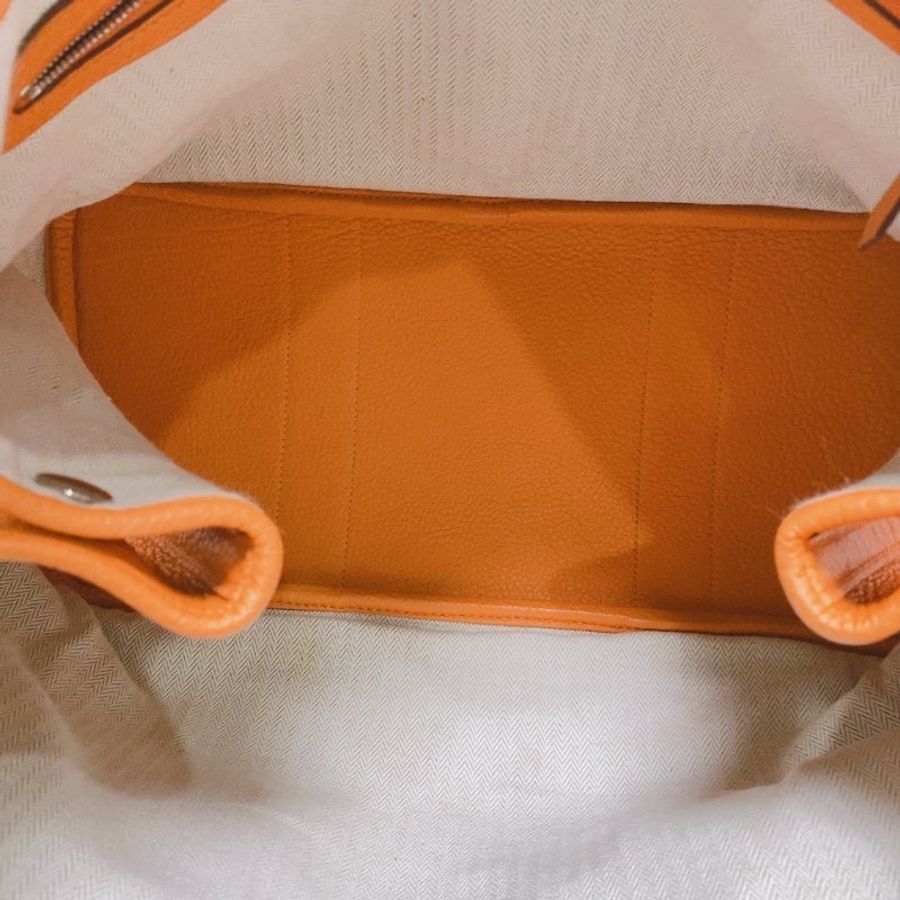 Hermes 橘色花園36手提包 negonda皮 銀扣 36*17*26 98新配件塵袋-8