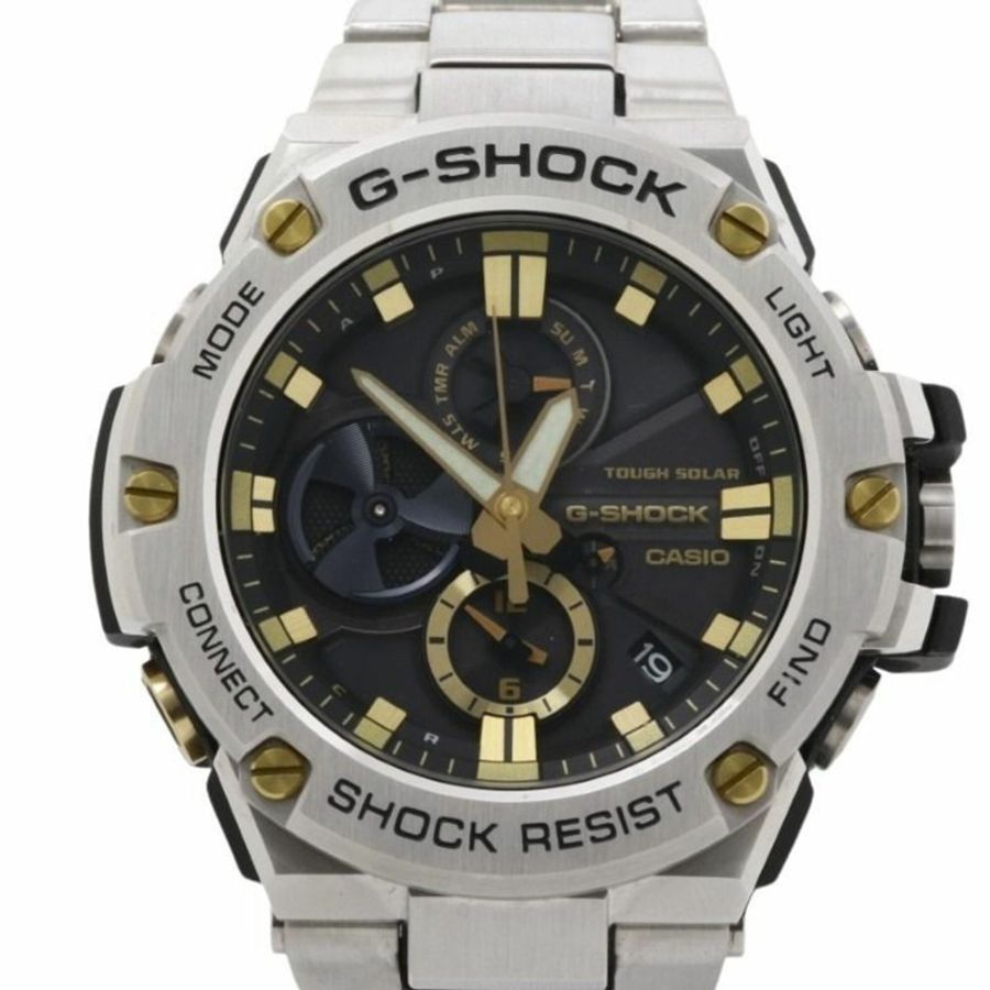 卡西歐 G-SHOCK G-STEEL GST-B100 系列 GST-B100D-1A9JF 黑色銀色樹脂/不鏽鋼男士手錶-0