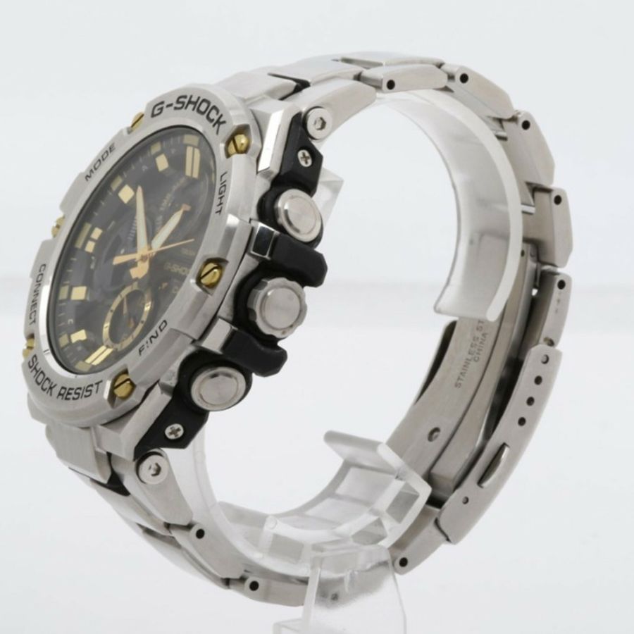 卡西歐 G-SHOCK G-STEEL GST-B100 系列 GST-B100D-1A9JF 黑色銀色樹脂/不鏽鋼男士手錶-1