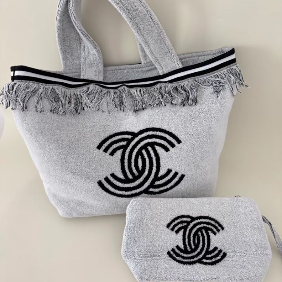 全新閒置🏖️🥥 #香奈兒 #熊貓色 #沙灘包 #二合一子母包 #塵袋購證-0