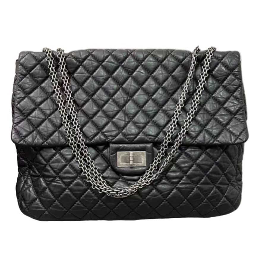 Chanel 黑銀2.55 托特機場鏈條包-5