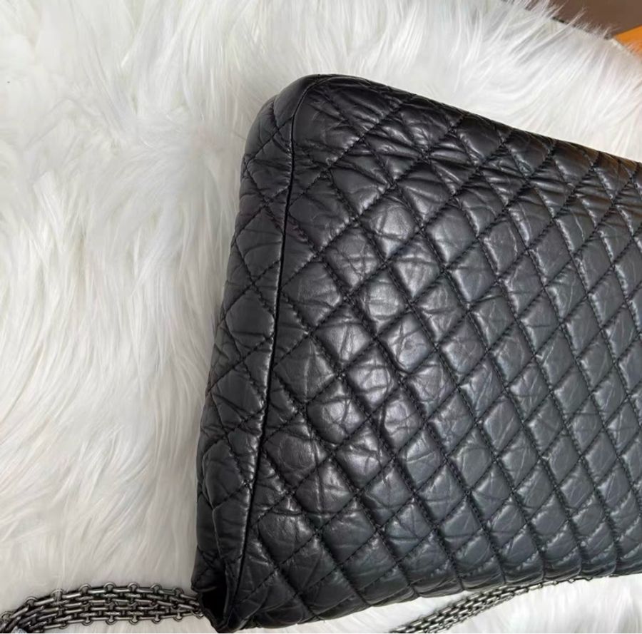 Chanel 黑銀2.55 托特機場鏈條包-9