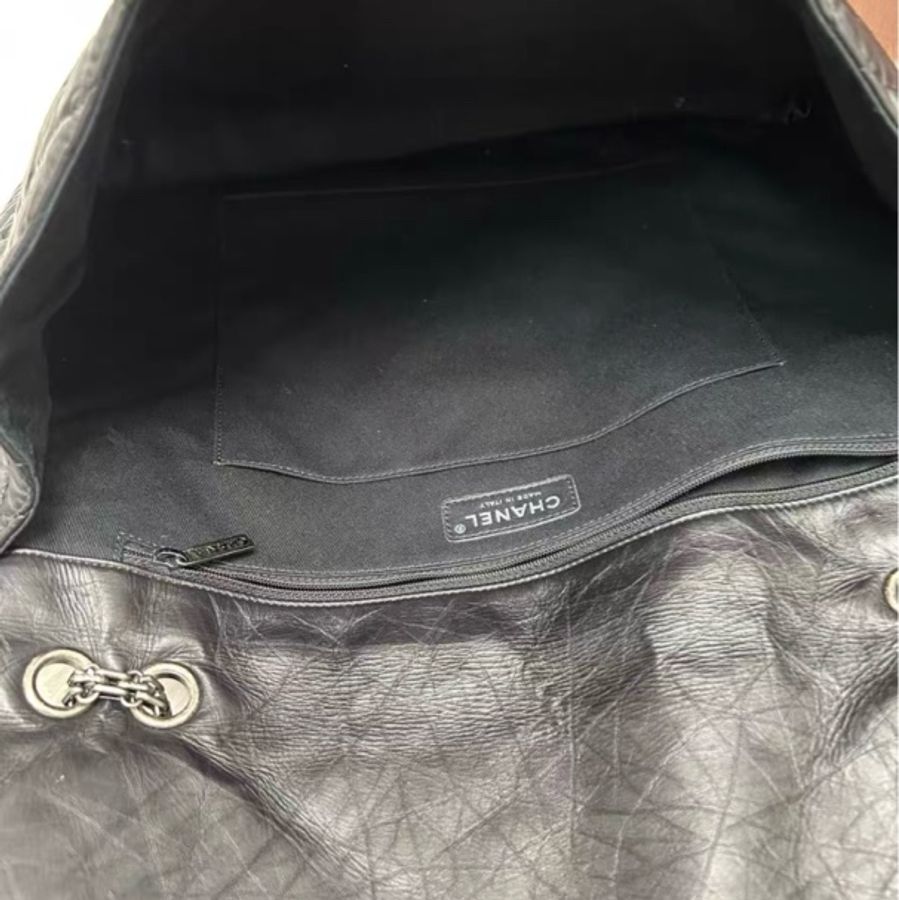 Chanel 黑銀2.55 托特機場鏈條包-12