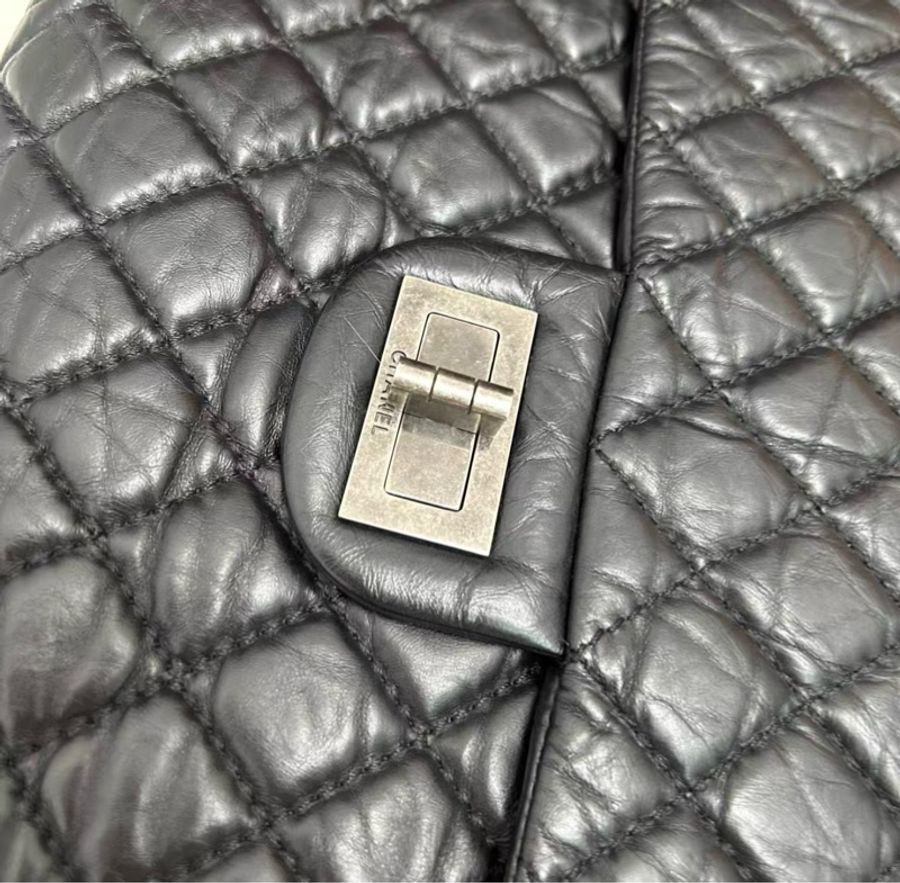 Chanel 黑銀2.55 托特機場鏈條包-15