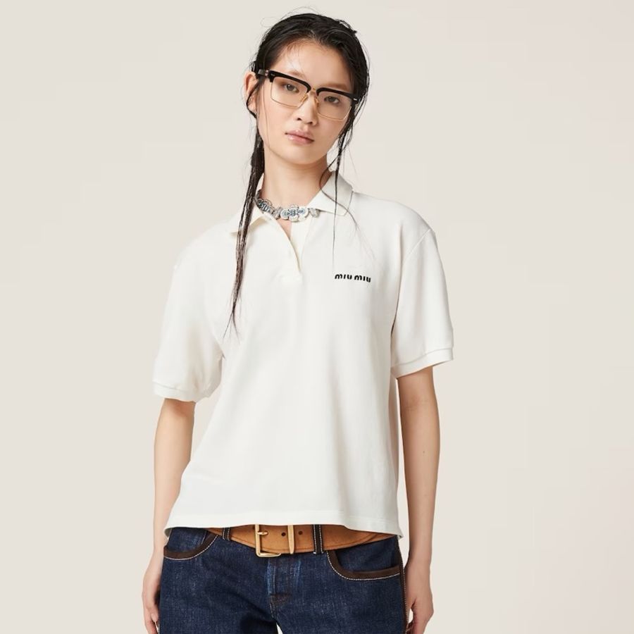 Miu Miu 女士 標誌刺繡Polo衫XS S M L XL碼-1
