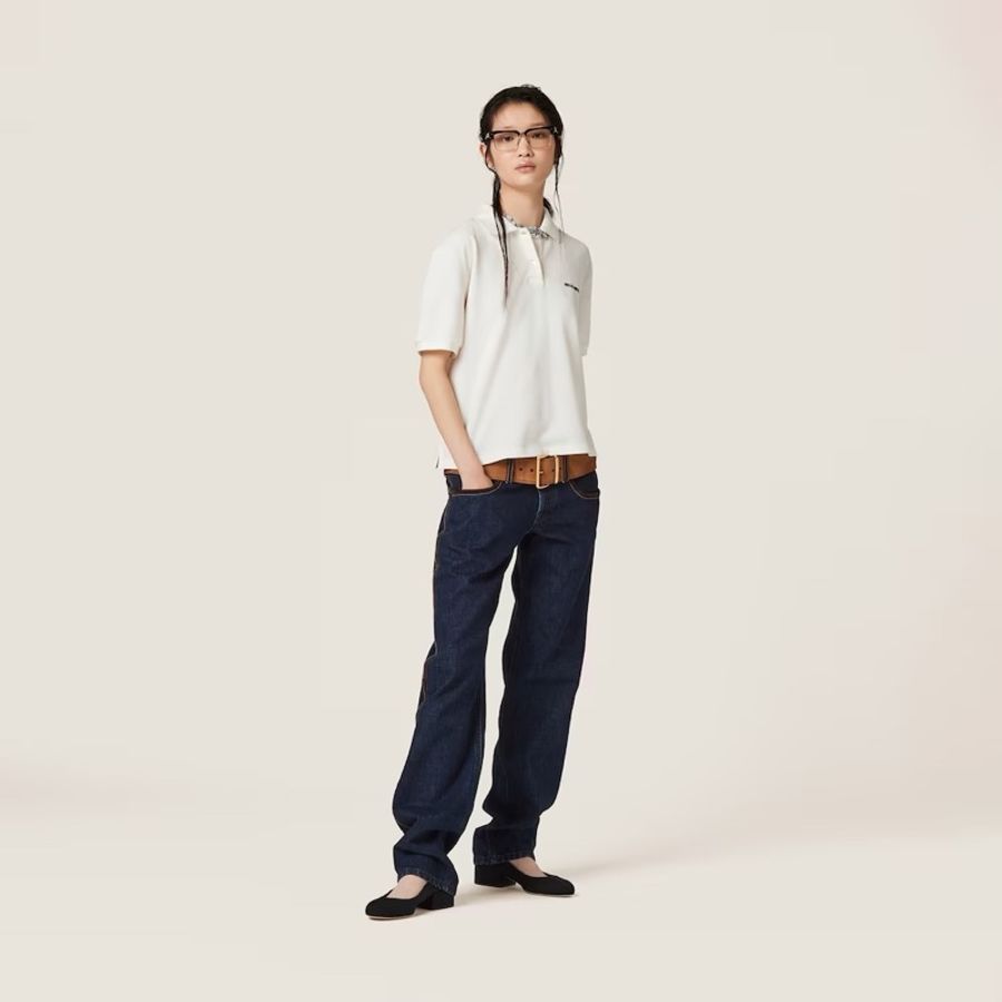 Miu Miu 女士 標誌刺繡Polo衫XS S M L XL碼-4