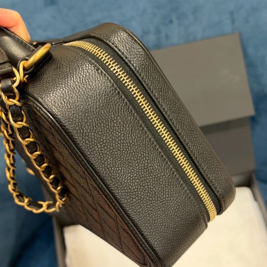 全新全配🖤✨#香奈兒 #黑金荔枝 #vanity case #相機包-6