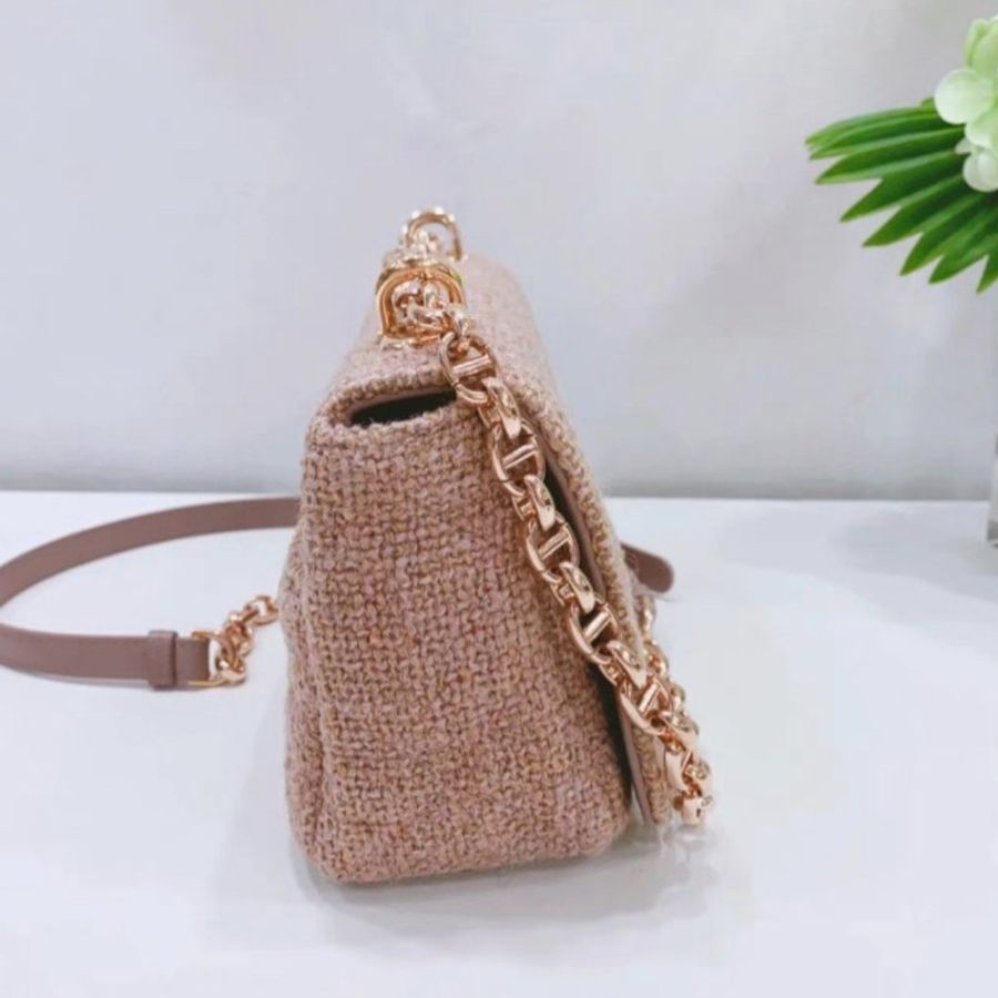 Dior 粉色亞麻小號 DIOR CARO 鏈條肩背包20x12x7cm 97 新配件塵袋-3