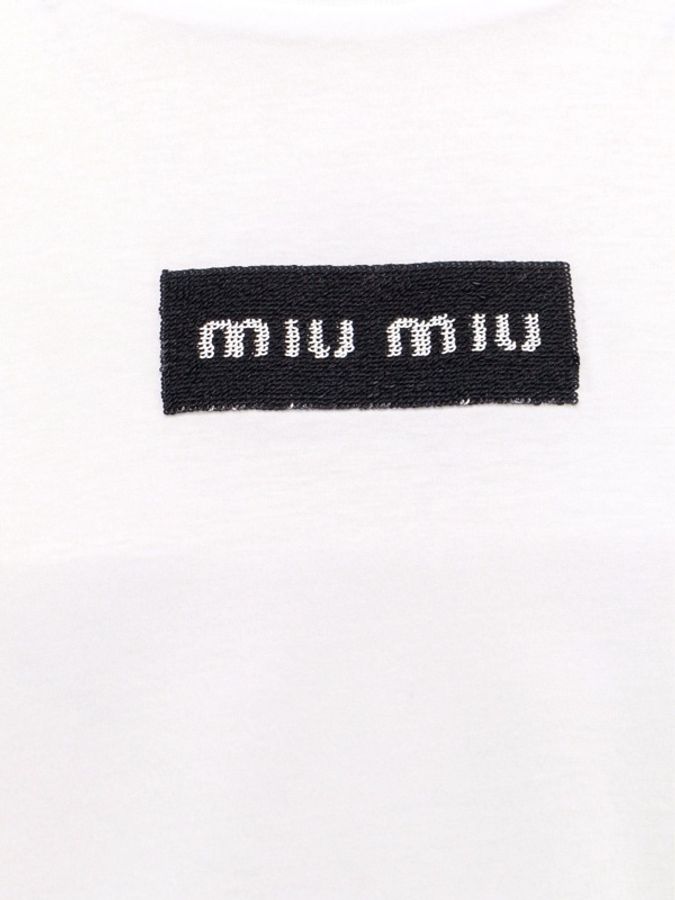 Miu Miu 女士 圓領徽標T恤XS S M碼-3