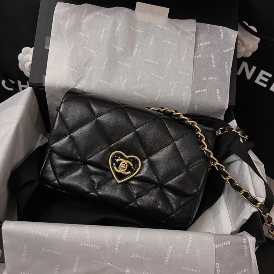 全新全配🖤✨#香奈兒 #黑金愛心 #cf20 mini #晶片款-0