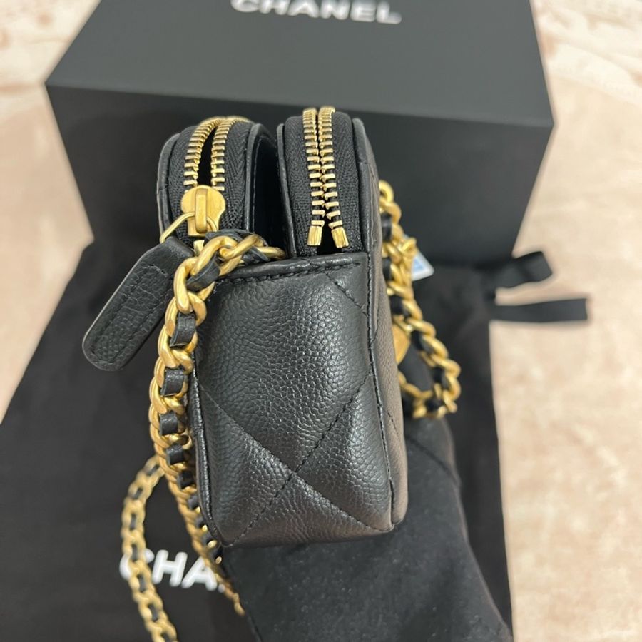 CHANEL香奈兒 黑金金幣手機包 芯片款-2