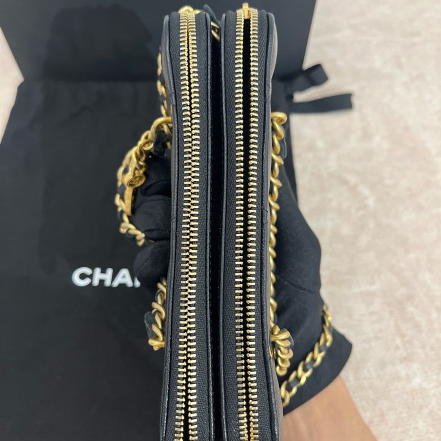 CHANEL香奈兒 黑金金幣手機包 芯片款-6