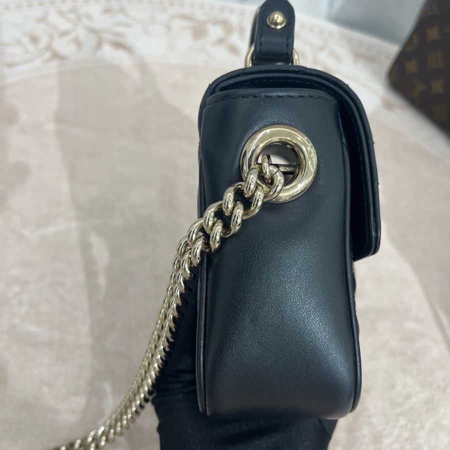 Gucci 古馳新款馬蒙菱格紋手提鏈條單肩包26年-2
