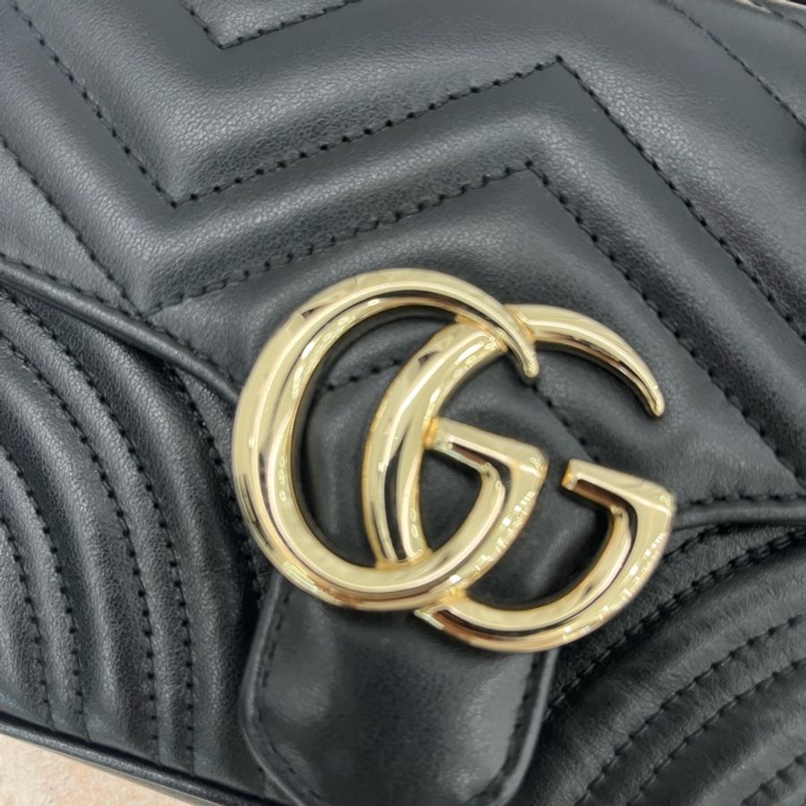 Gucci 古馳新款馬蒙菱格紋手提鏈條單肩包26年-7