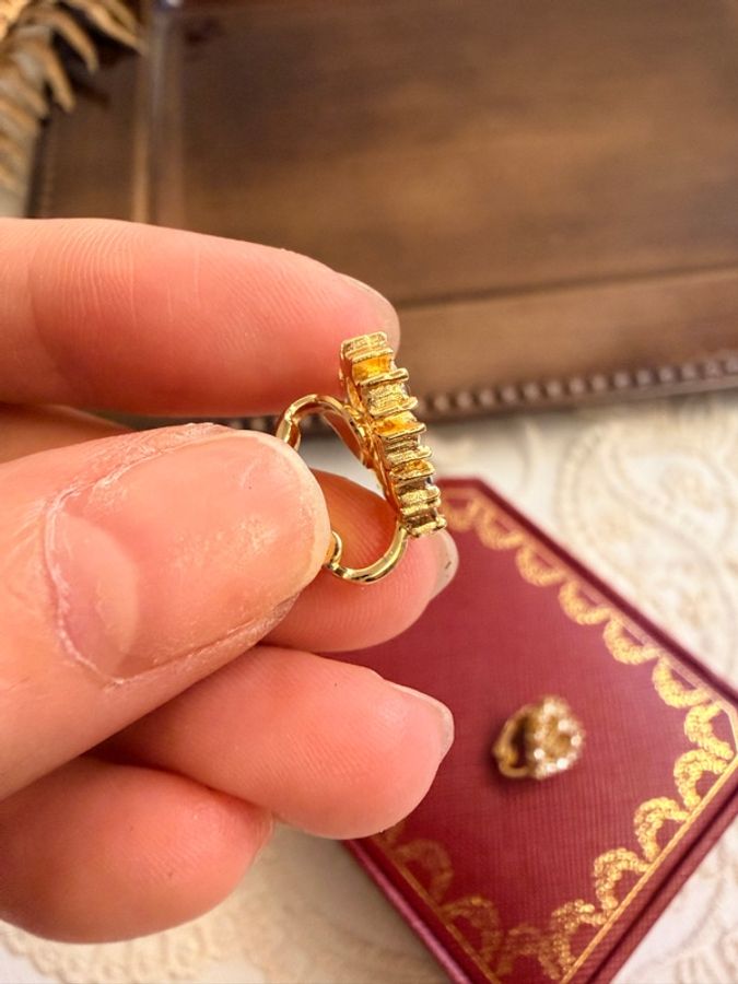Christian Dior 愛心 Dior logo 水鑽耳夾 耳環 迪奧 鍍金-8
