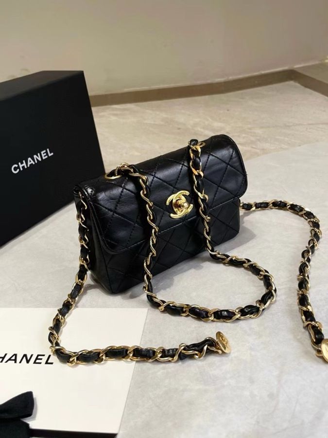 chanel mini 🏷️Vintage黑金mini小金豆CF-0