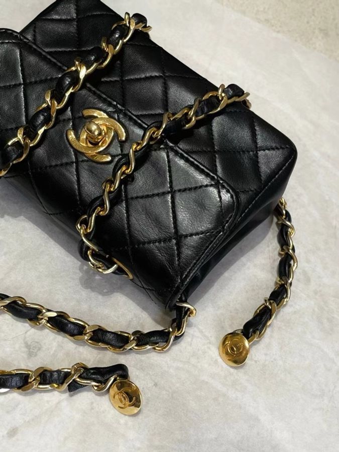 chanel mini 🏷️Vintage黑金mini小金豆CF-5