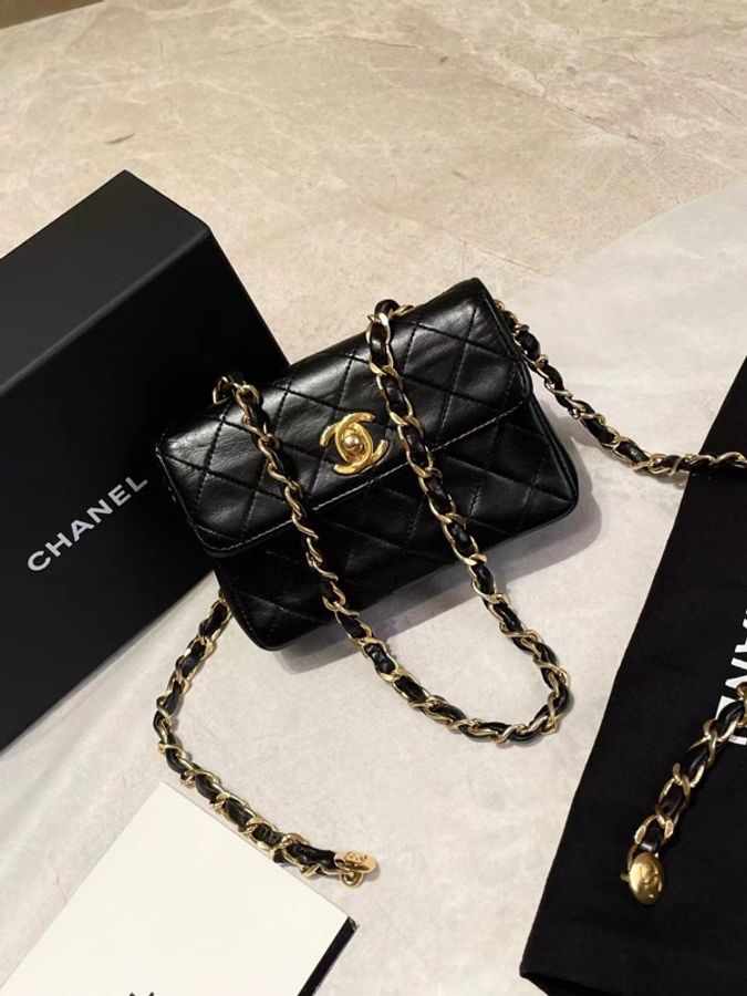 chanel mini 🏷️Vintage黑金mini小金豆CF-9