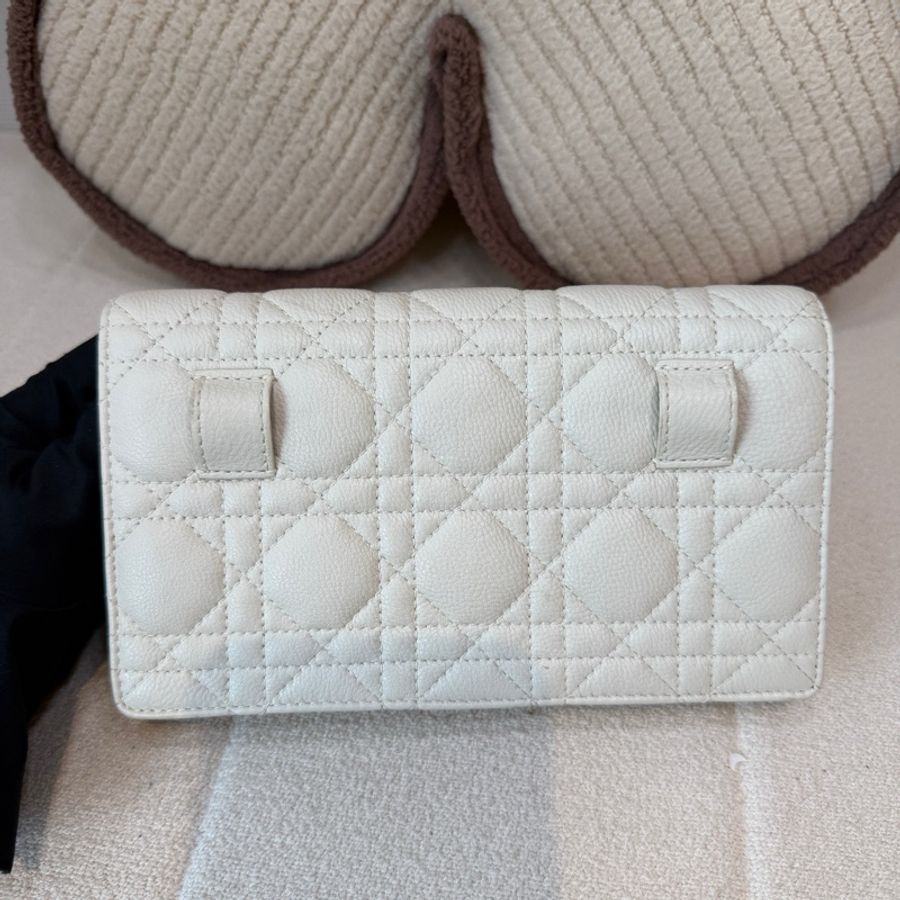 Dior迪奧 Caro woc腰包 白色牛皮 金色鏈條 22年-1