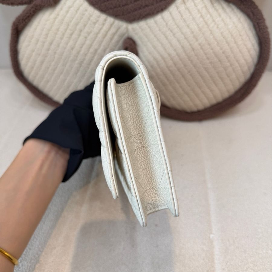 Dior迪奧 Caro woc腰包 白色牛皮 金色鏈條 22年-5