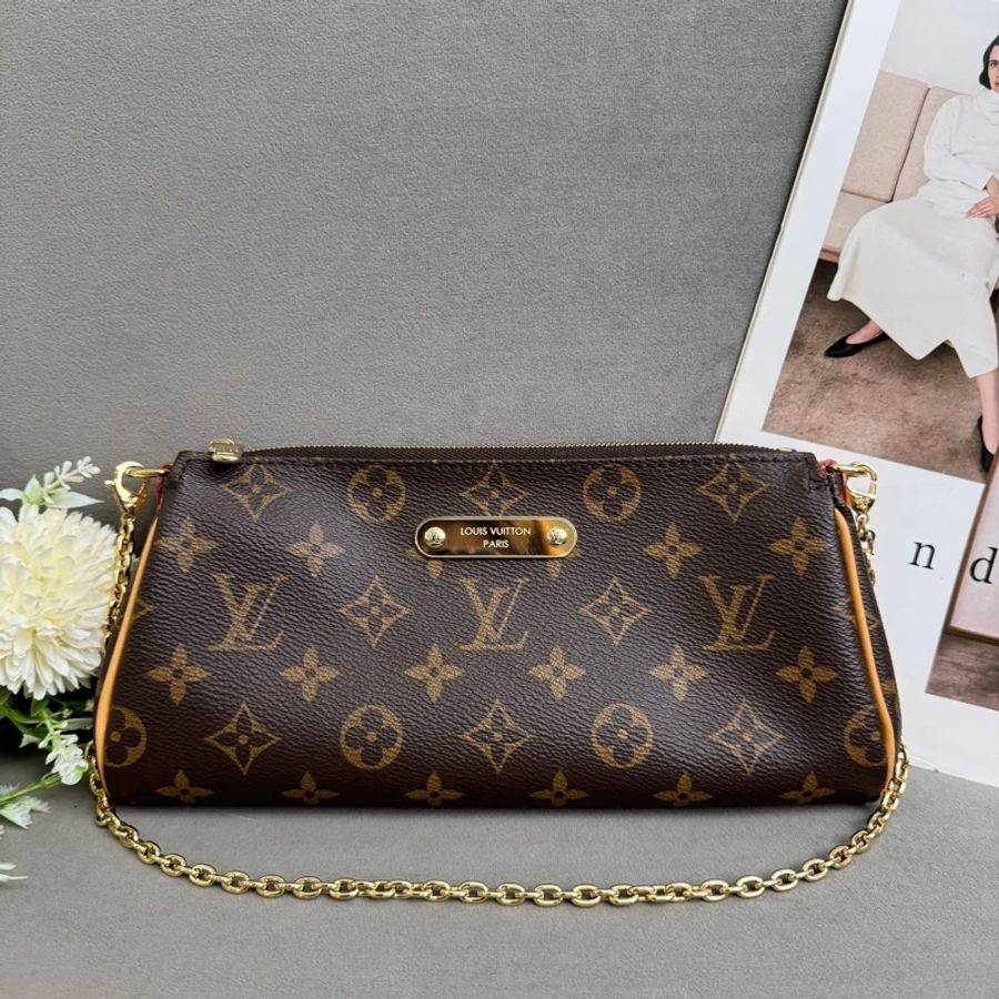 LV 路易威登 Eva 經典老花腋下單肩斜挎包 芯片款-0