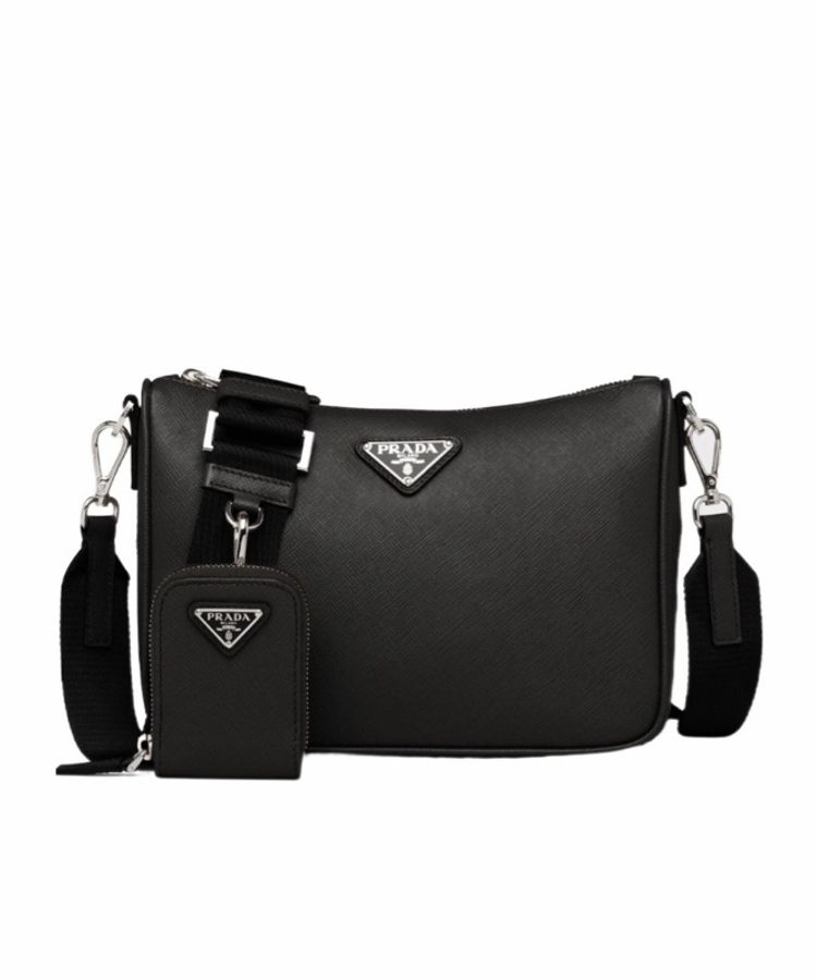 Prada 男士 黑色徽標斜挎包均碼碼23cm*5.5cm*18cm-0