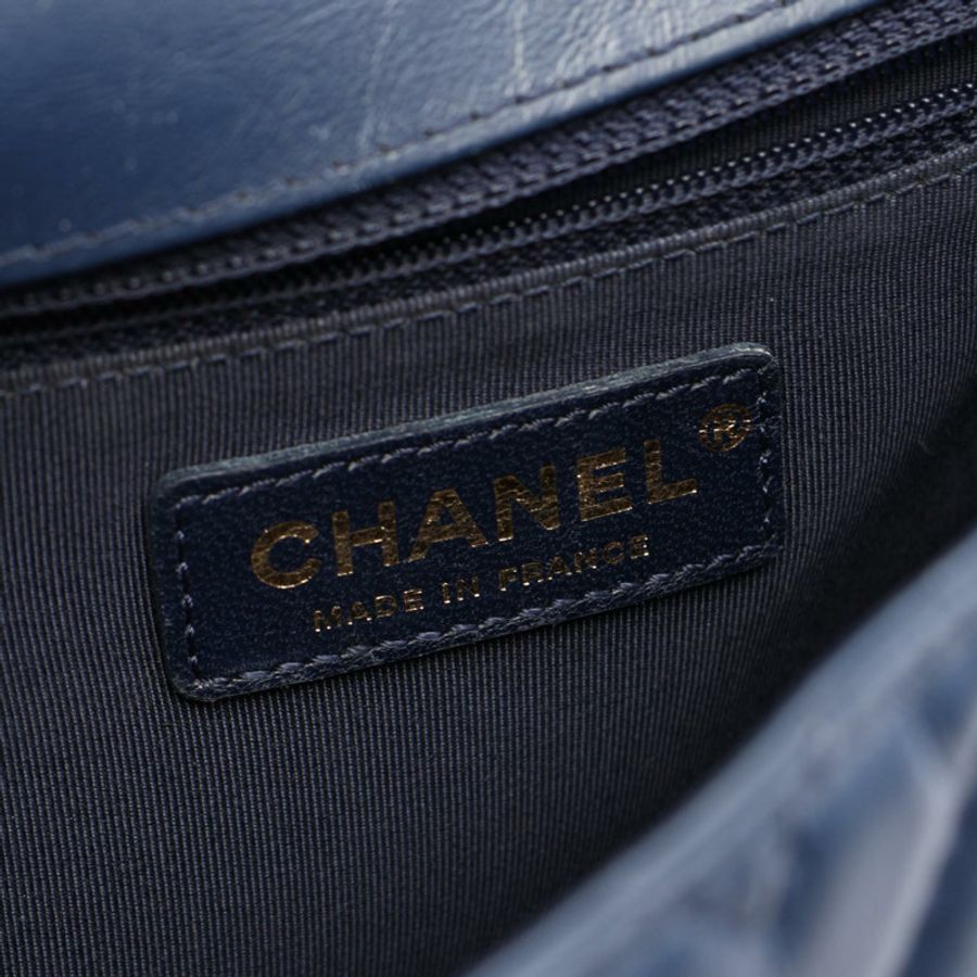 香奈兒 (CHANEL) 人字紋 V 型縫線雙肩包/手提包 A57213 皮革 海軍藍 二手 女士-3