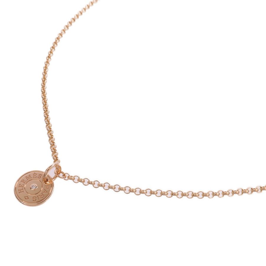HERMES 18K玫瑰金Ex-Libris Pendant鑽石項鍊-2