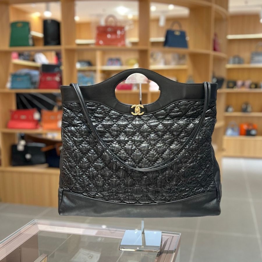 香奈儿Chanel黑金油蜡皮31bag单肩包-0