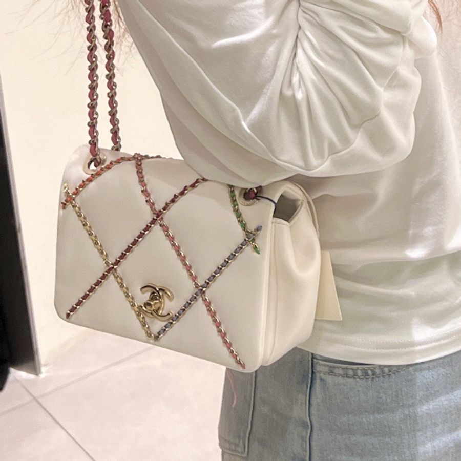 香奈兒 Chanel 21P COCO RIO里約鏈條包 白色小羊皮-0