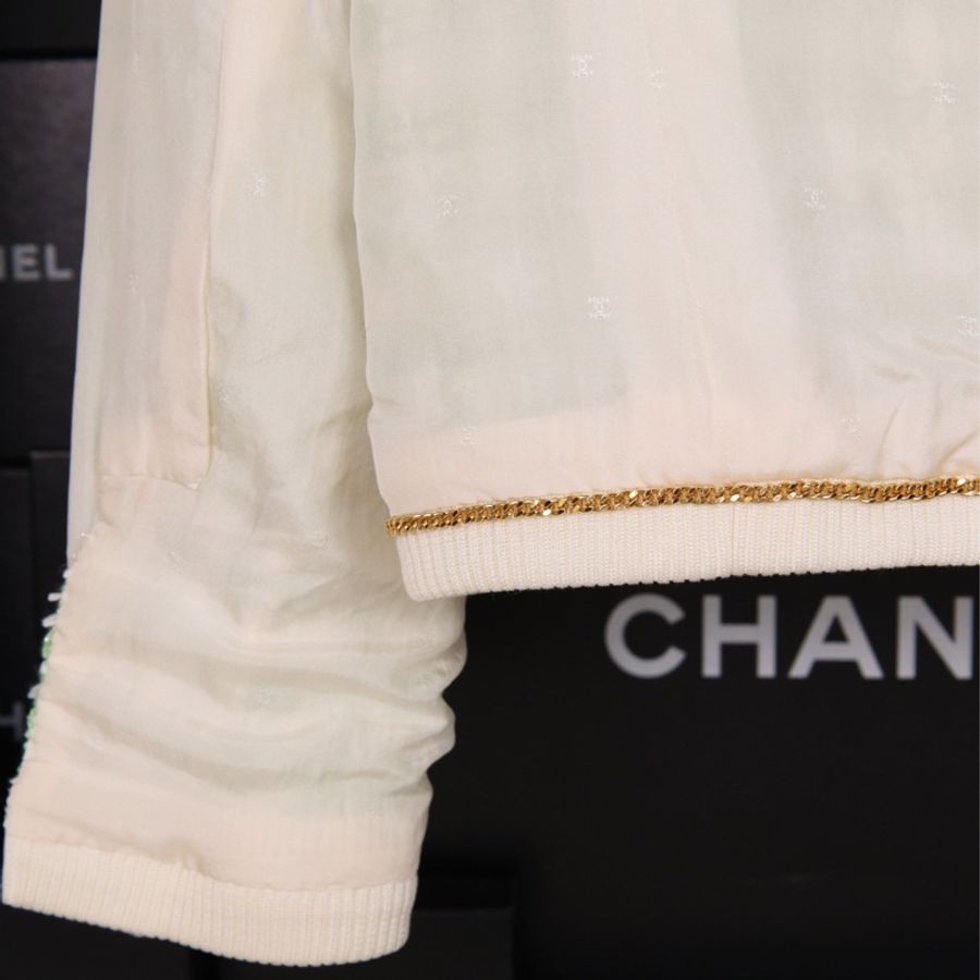 Chanel 92年秀款浅绿色格纹两口袋高腰半臀裙套装-39