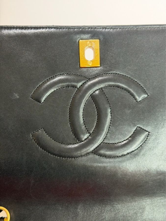 CHANEL|vintage 復古黑金翻蓋鏈條包-18