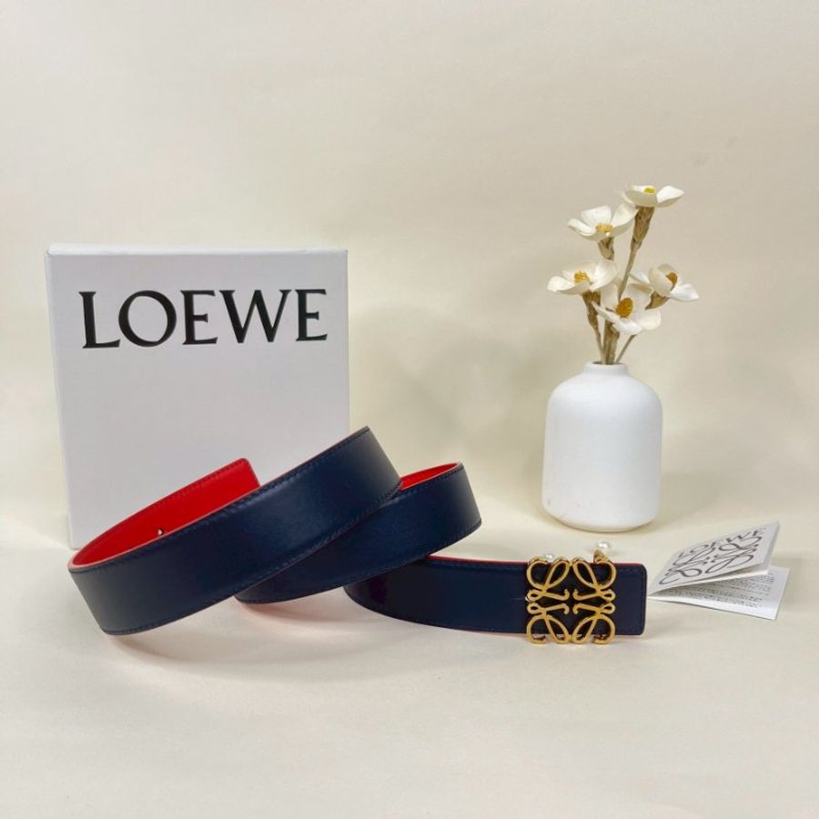 LOEWE 光滑小牛皮雙面皮帶 30MM  85公分-0