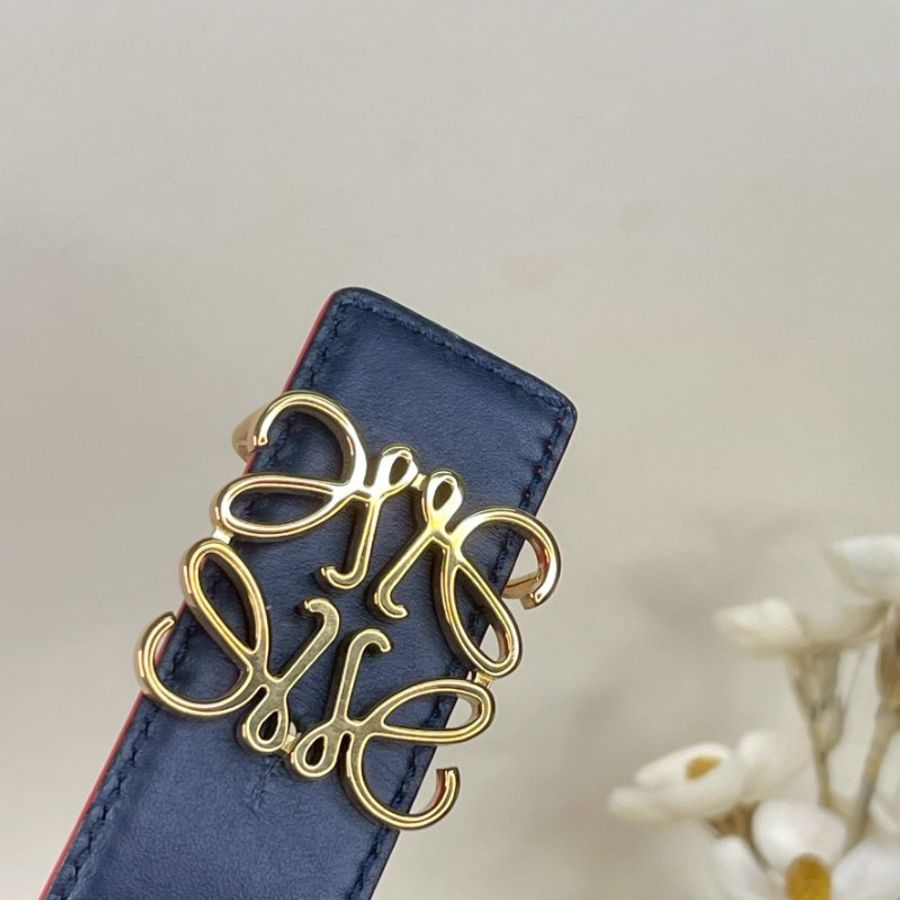LOEWE 光滑小牛皮雙面皮帶 30MM  85公分-1
