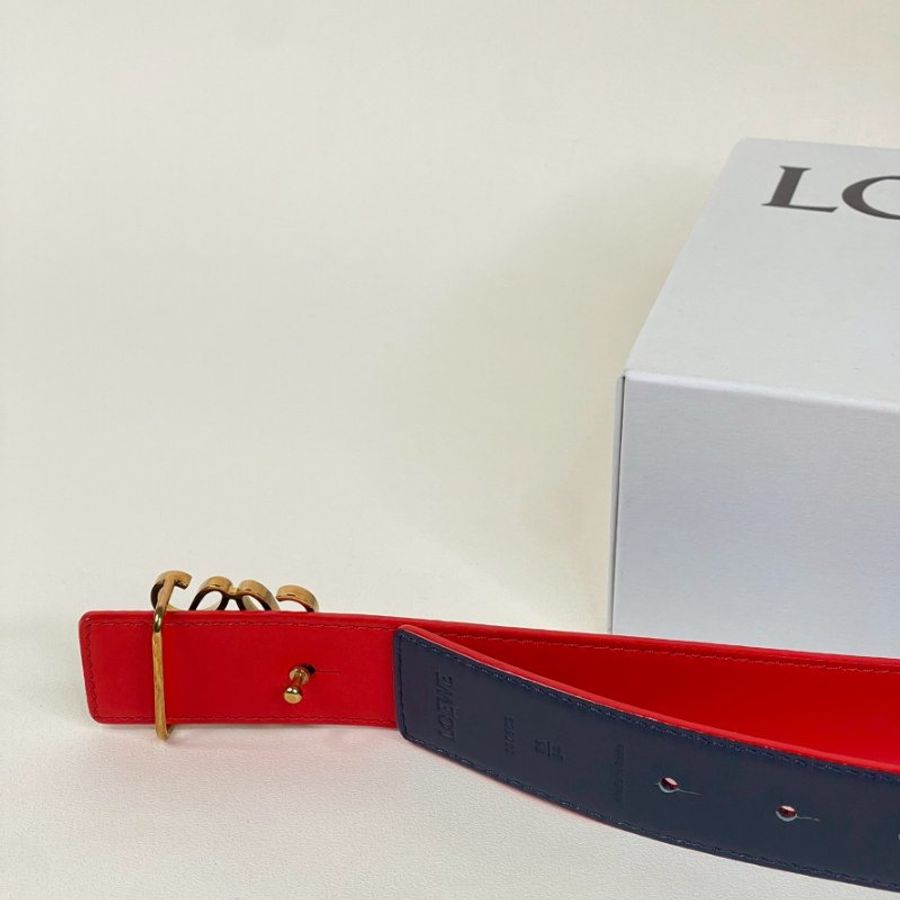 LOEWE 光滑小牛皮雙面皮帶 30MM  85公分-5