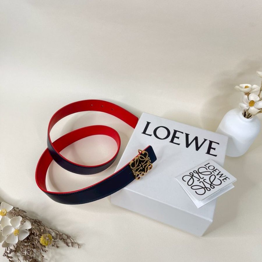 LOEWE 光滑小牛皮雙面皮帶 30MM  85公分-7
