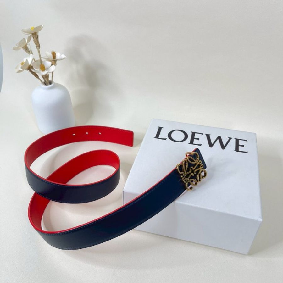 LOEWE 光滑小牛皮雙面皮帶 30MM  85公分-8
