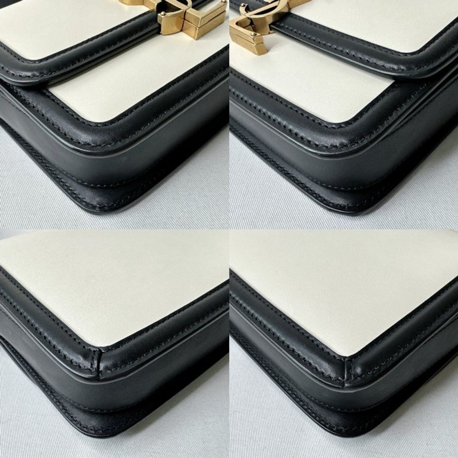 YSL Solferino熊貓色皮革斜背包-10