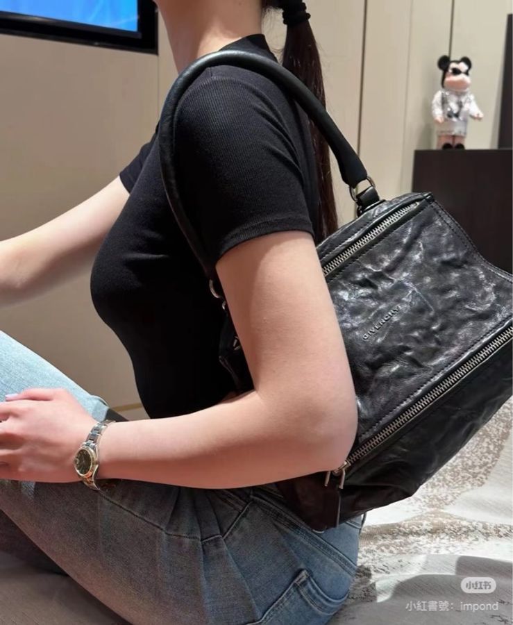 《仙闆名牌精品》Givenchy 紀梵希 Pandora 潘多拉 碳灰色 全皮 盒子包 肩背包 斜背包 側背包 手提包-3