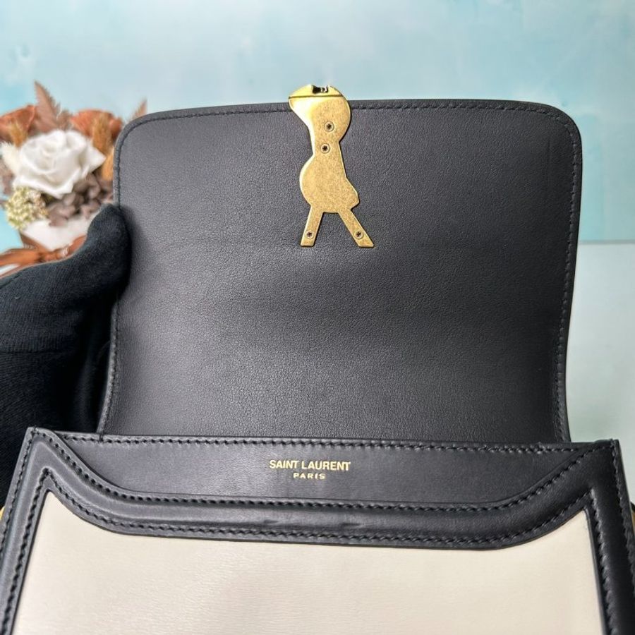 YSL Solferino黑白皮革斜背包-5