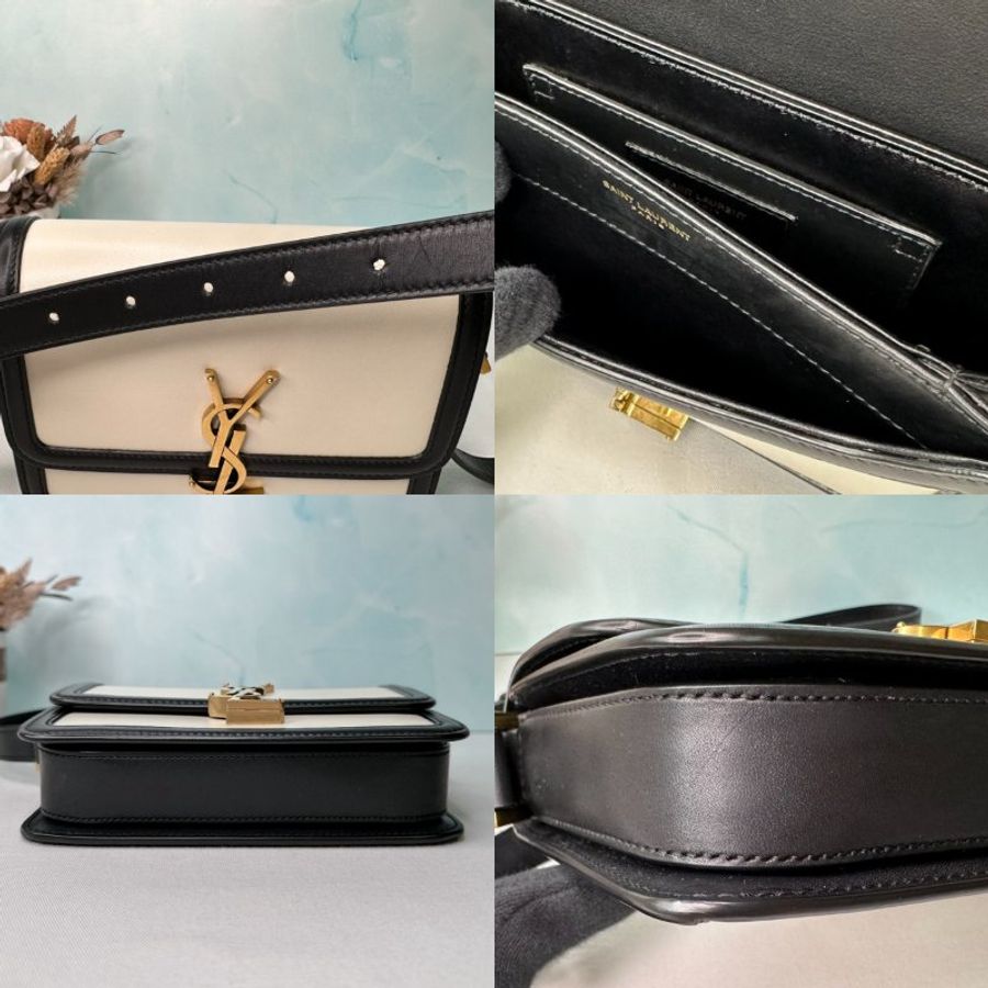 YSL Solferino黑白皮革斜背包-7