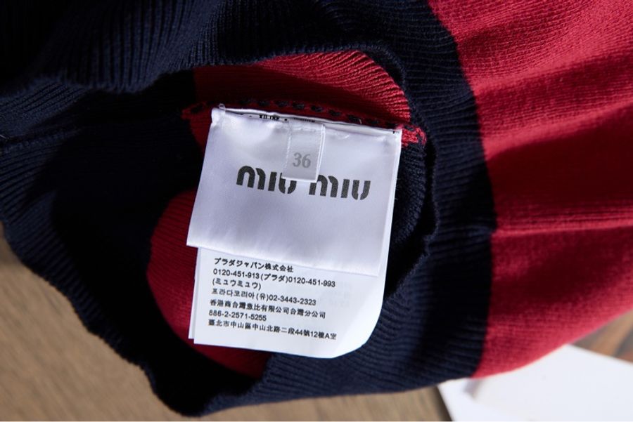 Miu Miu 紅黑橫紋針織短款背心-8