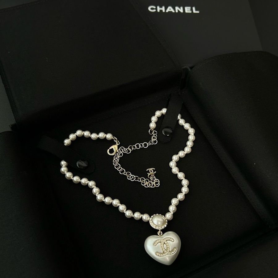 香奈兒Chanel 21c愛心雙C珍珠項鍊-1